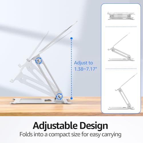 Urmust Adjustable Laptop Stand for Desk, 10-15.6“ Laptop Riser, Silver - color: B-Silver
