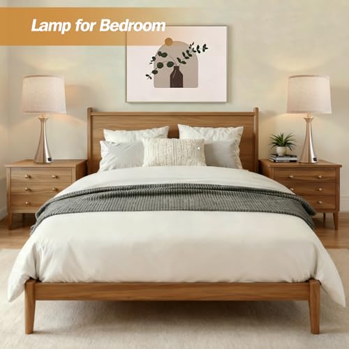 Touch Table Lamps Set of 2, 21" Bedside Lamps with USB C+A, Silver | 3 Way Dimmable Nightstand Lamps with Linen Shades, 2 LED Bulbs Included, Touch Lamp for Living Room, Bedroom and End Tables - color: Silver 2pcs