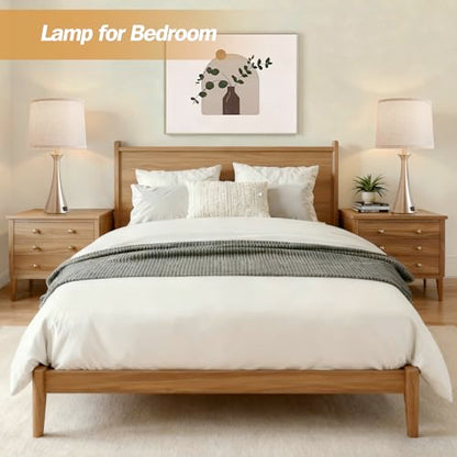 Touch Table Lamps Set of 2, 21" Bedside Lamps with USB C+A, Silver | 3 Way Dimmable Nightstand Lamps with Linen Shades, 2 LED Bulbs Included, Touch Lamp for Living Room, Bedroom and End Tables - color: Silver 2pcs