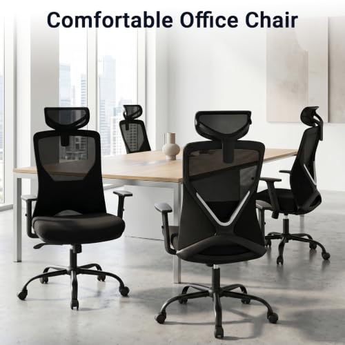 HYLONE Big and Tall Office Chair, High Back Mesh Chair with Adaptive Gravity Balance Recline, Adjustable Headrest & Lumbar Support, Comfortable Home Office Chair, X-Frame Structure