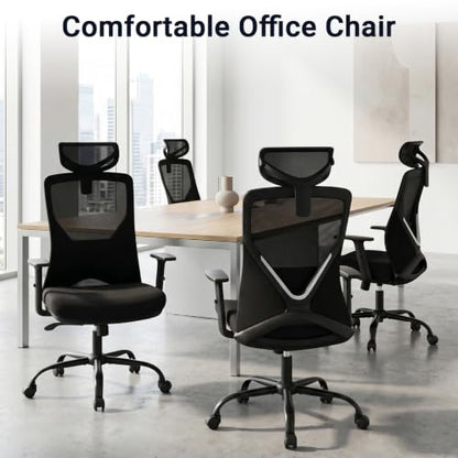 HYLONE Big and Tall Office Chair, High Back Mesh Chair with Adaptive Gravity Balance Recline, Adjustable Headrest & Lumbar Support, Comfortable Home Office Chair, X-Frame Structure