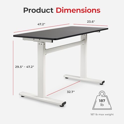 Sunny Health & Fitness Multi-Purpose Air-Drive Adjustable Standing Desk, Pneumatic Air Lifting, Electricity-Free, Scratch-Resistant Surface with up to 47.2" Height, Treadmill Compatible SF-A023001