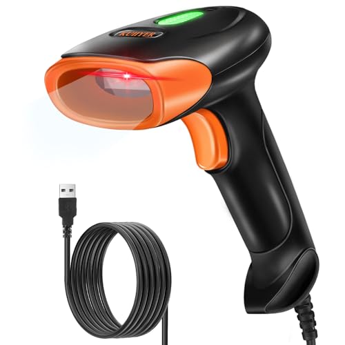 KUIIYER USB Barcode Scanner, 1D QR 2D Wired Handheld Bar Code Reader | Bar Code Scanners with Updated 800 X 600 Pixel CMOS & Built-in Light, Plug & Play for Computers, PC, Laptop, Desktop & POS