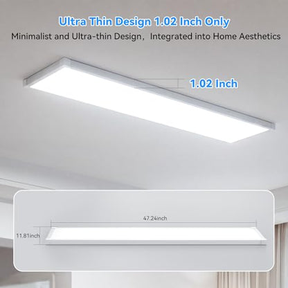 AIKVSXER 2PCS 1x4 LED Flat Panel Light Surface Mount with Wireless Switch | App Control, Night Mode, 50W 5500LM, 3000K/4000K/6500K, Ultra-Thin LED Light for Office Home,120-277V - White