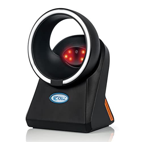 OBZ Desktop Barcode Scanne Hands-Free USB Desktop Automatic QR Code Reader | Omnidirectional Automatic scanning,Compatible with Windows,Android,Linux,MAC,1D,2D Codes in Retail Checkout use,2M USB Wired - style: Circle