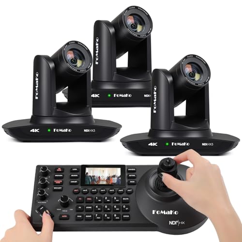 FoMaKo 4K 30X PTZ Camera HDMI with NDI and AI Auto-Tracking SDI PTZ Camera,for Church Worship Education Conference Events,NDI 6 & NDI HX3 Certified(K30NSx3+KC608 Pro) BK30NS3 - color: Carbon Black