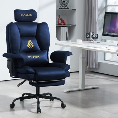 Symino Ergonomic Gaming Chair with Footrest & 155° Recline - color: Dark Blue