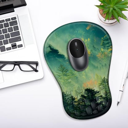 YIWEI Ergonomic Mouse Pad with Wrist Rest for Carpal Tunnel Pain Relief - color: Forest