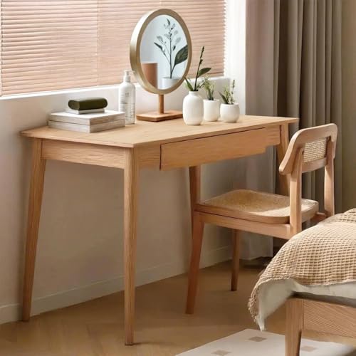 100% Solid Oak Wood Home Office Desk, Writing Computer Desk with Drawer for Home Office Sturdy Writing Workstation 39" - color: Natural-oak With 1 Drawer, size: 39"W