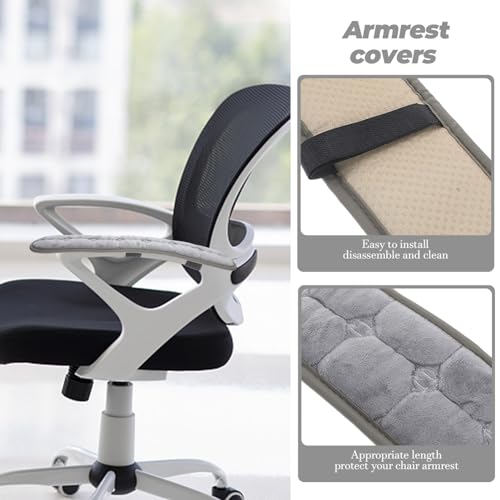 SEWACC 1 Pair Office Chair Armrest Pads, Elastic Arm Rest Covers for Desk Chair, 17.71 x 3.93 Inch - color: Grey