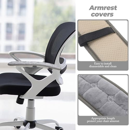 SEWACC 1 Pair Office Chair Armrest Pads, Elastic Arm Rest Covers for Desk Chair, 17.71 x 3.93 Inch - color: Grey