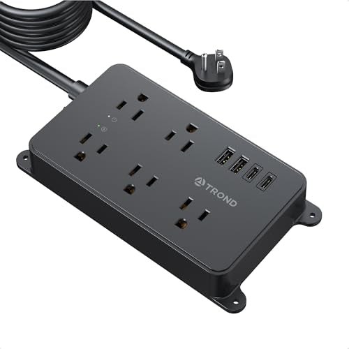 TROND Surge Protector Power Strip, 15ft Extension Cord, ETL Listed - color: Black, size: 15ft, style: 5 Outlets