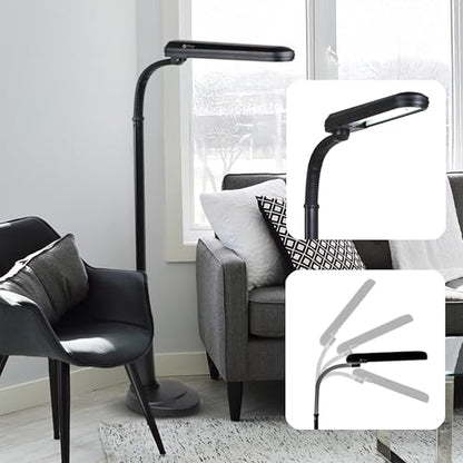 OttLite 24-Watt Floor Lamp with Weighted Base and Adjustable Neck, Black