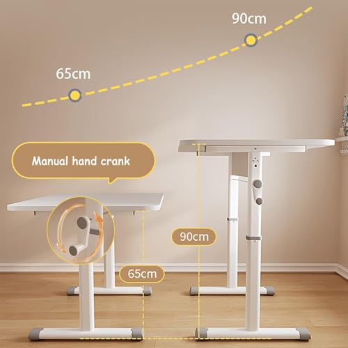 Spacious Manual Standing Desk, Adjustable Sit-Stand Office Desk, Sturdy Metal Legs, Hand Lift Computer Desk (White 120x60cm/47.2x23.6in) - color: White, size: 120x60cm/47.2x23.6in