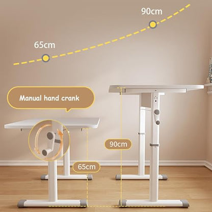 Spacious Manual Standing Desk, Adjustable Sit-Stand Office Desk, Sturdy Metal Legs, Hand Lift Computer Desk (White 120x60cm/47.2x23.6in) - color: White, size: 120x60cm/47.2x23.6in