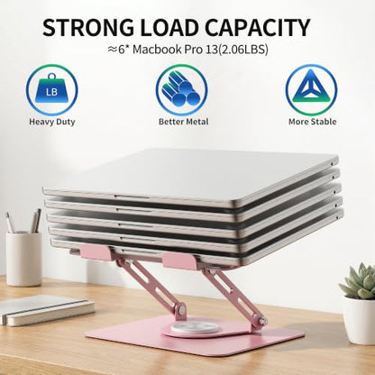 ALASHI 360° Rotating Laptop Stand, Multi-Angle, 10-17", Pink - color: C-Pink