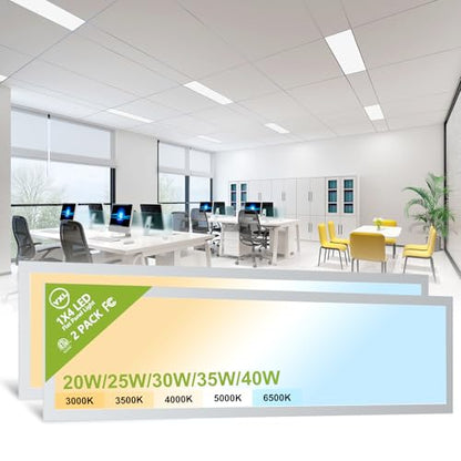 YXL 2 Pack 1x4 LED Flat Panel Light Drop Ceiling Light Fixture, 5200LM, 5CCT LED Drop Ceiling Office Light, 40W/35W/30W/25W/20W Selectable,6500K/5000K/4000K/3500K/3000K,Dimmable 0-10V,ETL - color: 1X4 FT, size: 2 Pack
