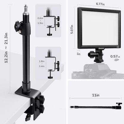 2Pack Streaming Key Light, LED Video Light Dimmable Bi-Color 3200-5600k Video Conference Lighting with Gooseneck Tubes Desk Light for Stream/Podcast/Gaming/Zoom Meetings/Broadcast/YouTube