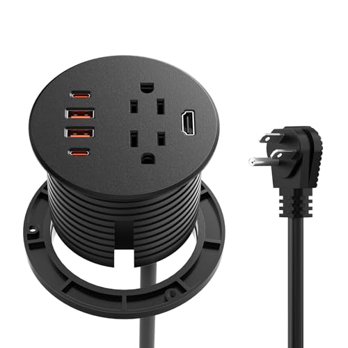 QBA Desk Power Grommet with HDMI, 35W USB-C Fast Charging, 3-1/4" Recessed Power Grommet, 2 Outlets, 4 USB Ports, Flush Mount for Furniture Cabinet Home Office, ETL Listed - size: 1 PC-35W USB-C Port