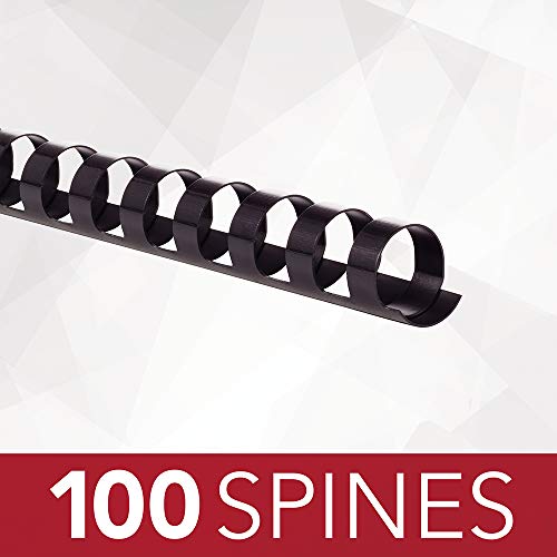 GBC Binding Spines / Spirals / Coils, 9/16", 105 Sheet Capacity, CombBind, Black, 100 Pack (4000080G) - size: 100 Pack, style: 9/16" Diameter/105 Sheet Capacity