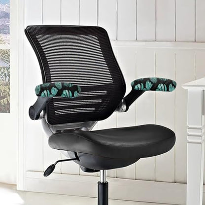 Office Chair-Arm Covers Set of 2, Monstera Leaves Print Office Chair Armrest Covers with Elastic Band, Butterfly Print Stretchy Computer Chair Armrest Covers - color: Monstera Leaves Butterfly - Green and Black