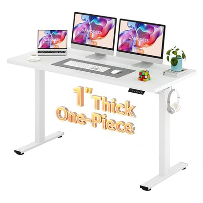 SANODESK One-Piece 1'' Thick Height Adjustable Standing Desk 60''x24'' - color: White Frame+white Top, size: 60x24"