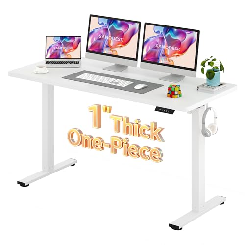 SANODESK One-Piece 1'' Thick Height Adjustable Standing Desk 60''x24'' - color: White Frame+white Top, size: 60x24"