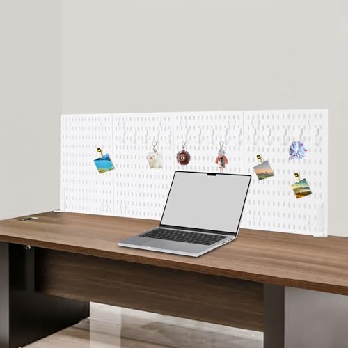 Desk Divider for Office, Desk Privacy Panels Tabletop Partition with 4 Boards & 3 Clamps, Clamp On Privacy Screen Shield for Office Counter, L46.5*H15.7in (White)