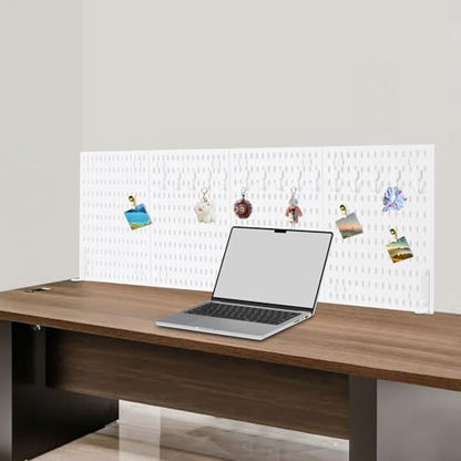 Desk Divider for Office, Desk Privacy Panels Tabletop Partition with 4 Boards & 3 Clamps, Clamp On Privacy Screen Shield for Office Counter, L46.5*H15.7in (White)