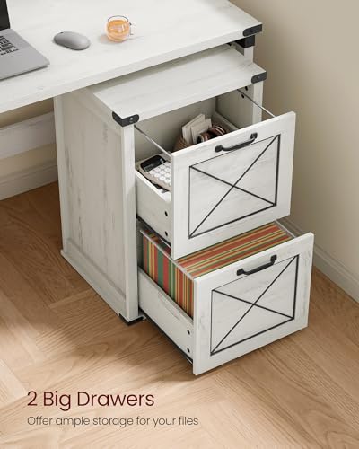 VASAGLE File Cabinet, Filing Cabinet with 2 File Drawers, Printer Stand, Fit A4, Letter Size, Hanging File Folders, Modern Farmhouse Style, for Home Office, Rustic White UOFC048T73 - color: Rustic White, style: 2 Drawers
