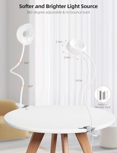 Clip on Light, LED Reading Light for Beds Headboards,5 Color Modes Dimmable | Flexible Clip on Lamp with Clamp,Eye-Friendly Book Light Reading Light for Books in Bed Bedside Desks White - color: White