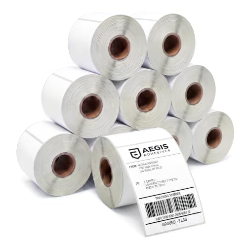 Aegis Adhesives - 4" X 6" Direct Thermal Labels (2500 Count, 10 Rolls) - Printable Postage Shipping Labels for Packages and Returns - Compatible with Zebra and Rollo Printers | Postage Shipping Labels for Packages and Returns - Compatible With Zebra and R