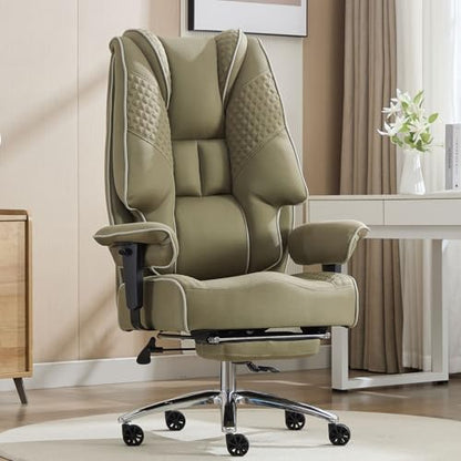 EXCEBET Big and Tall Executive Office Chair 400lbs Wide Seat, Mesh Green | Wide seat for extra comfort, Retractable footrest, 135° reclining, Lumbar support, Breathable mesh,Ergonomic high back design - color: Mesh Green