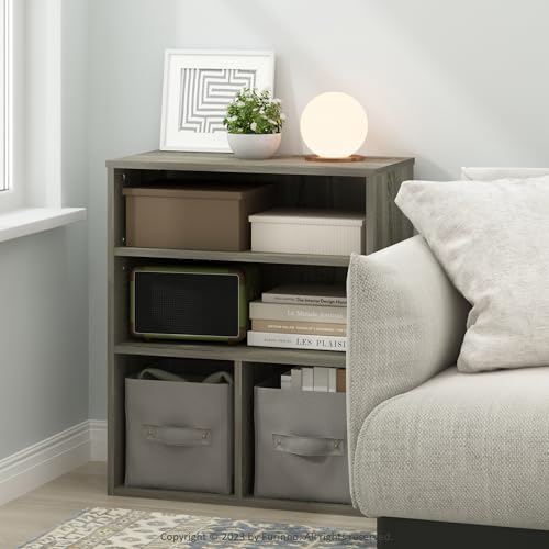 Furinno PASIR Book Shelf, 3-Tier Display Bookshelf with Adjustable Shelf, Cube Storage Bookcase, 11.8 x 23.6 x 28.1, for Living Room, Bedroom, Home Office, French Oak - color: French Oak, size: 3-Tier Wide