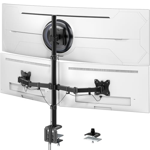 PUTORSEN Triple Monitor Mount for Up to 49" Ultrawide and 32" Monitors - color: Black, size: 49" Centra & 32" Sides