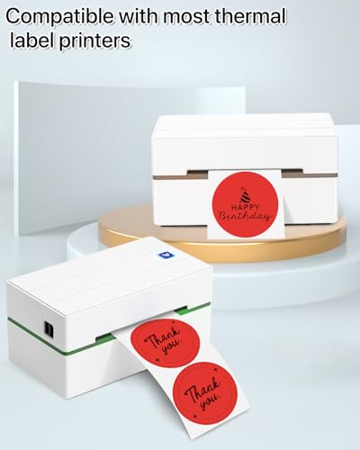 iEager 3 Inch Red Circle Thermal Labels, Durable Round Thermal Label - color: Red, size: 3 INCH