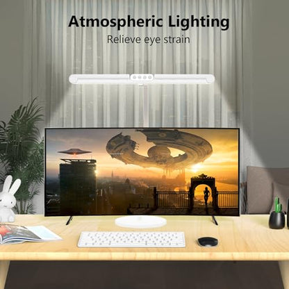 Micomlan Architect Desk Lamp for Home Office, 24W Adjustable Led Desk Light with Remote, 1500LM Bright Dimmable Computer Table Light Rotatable Office Lamp with Base for Cafting Monitor - color: Light White