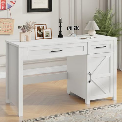 Vabches Farmhouse 47" Executive Desk with Drawers, Cream White - color: Cream White, size: 47"W