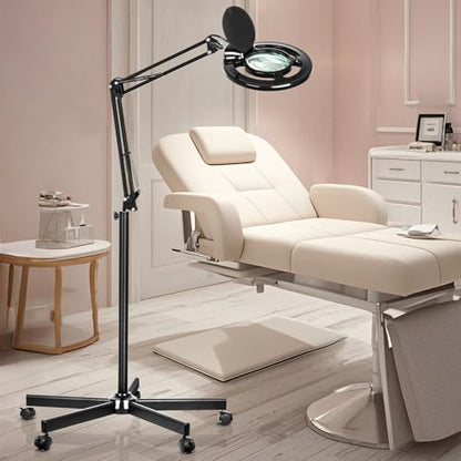 HITTI 2200 Lumens 12X Magnifier Esthetician Light, 5 Wheel Rolling Base - color: Black