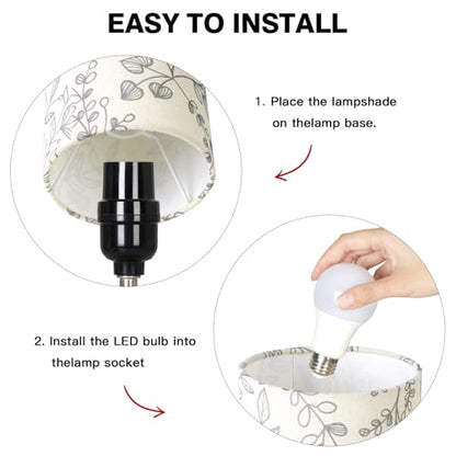 CINSARY Bedside Touch Lamps for Nightstand with 2 USB Charging Ports, 3 Way Dimmable Wood Bedroom Lamp with Flower Fabric Shade, Small Table Lamp for Living Room Reading Desk (LED Bulb Included) - color: Flower-3