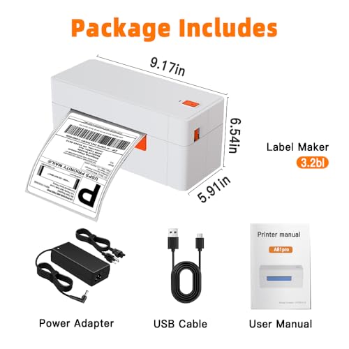 A81-Pro 4x6 Thermal Label Printer, Wireless Bluetooth Shipping Label | Maker for Fast Ecommerce Shipping, Compatible with Amazon, Shopify, Small Business, iOS/Android/Windows
