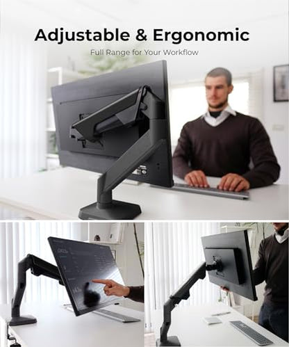 Modernsolid Heavy Duty Monitor Arm for 34-49 Inch Ultrawide Curved Screens | 14-38 lb Capacity,Gas Spring Full Motion,Cable Management,VESA 75x75/100x100,Red Dot Award,Black - color: Black