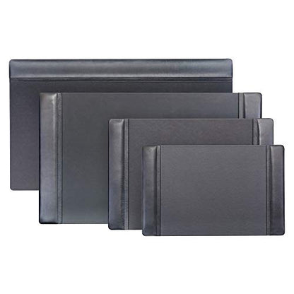 Dacasso Black Leather 22" x 14" Side Rails Desk Pad - color: Black, size: 14" x 22"