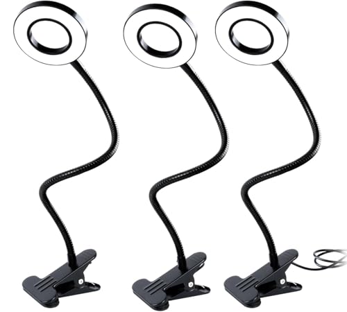 Clamp on Lamp, Desk Lamps, 8W Clip Light, Warm & Daylight & White Light 3 Colors, 10 Dimmable Illumination Modes (3 Pack) - size: 3-pack