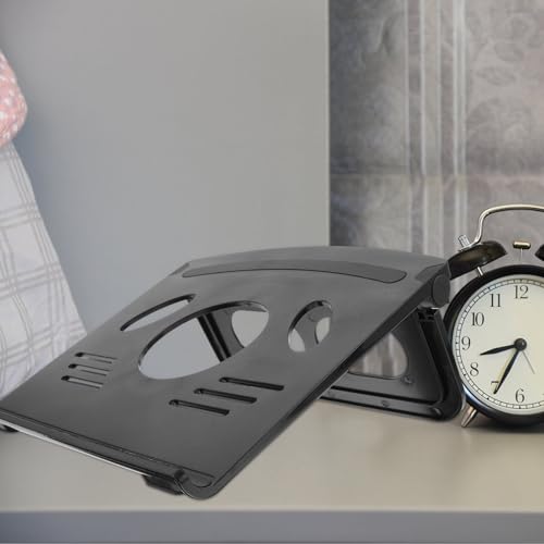 Adjustable Laptop Cooling Rack and Computer Stand for Desk Use, Universal Black Laptop Riser Holder with Ventilated Design for Home Office and Travel