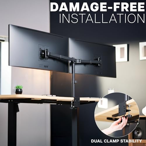 VIVO Premium Dual Ultra Wide LCD LED 40 to 45 inch Monitor Desk Mount, Heavy Duty, Adjustable Telescoping Arms, Flush Wall Setup, Fits 2 Screens, Black, STAND-TS45C - color: Black, size: 40" to 45"
