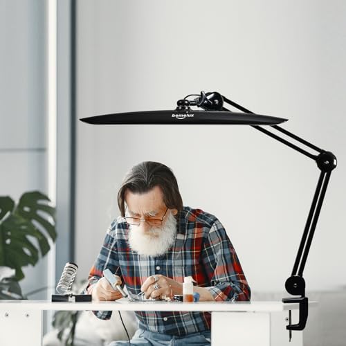 20-Inch LED Desk Lamp with Clamp, 20W 2200LM, Black CCT | 182 SMD LEDs provide eye-caring, flicker-free lighting with 4 brightness levels and 3 color temperatures - size: BLACK-CCT-Non Protective