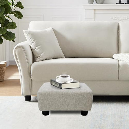 CAROLMADE Small Foot Stool Ottoman Footstool with Legs Under Desk Footrest for Living Room Bedroom and Office,Linen-Beige - color: Beige, size: 11"d X 15.4"w X 8.3"h