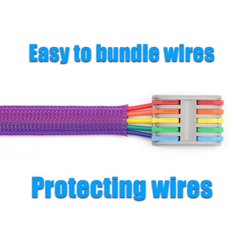 25ft PET Expandable Braided Cable Sleeve 13/16inch(20mm) Pet Braided Cable Sleeve for Audio Video Device Wire Automotive Wire (Purple) - color: Purple, size: 20mm"(13/16 inch)