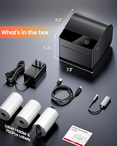 ASprink Bluetooth Shipping Label Printer with 750 Pcs Labels - color: Grey